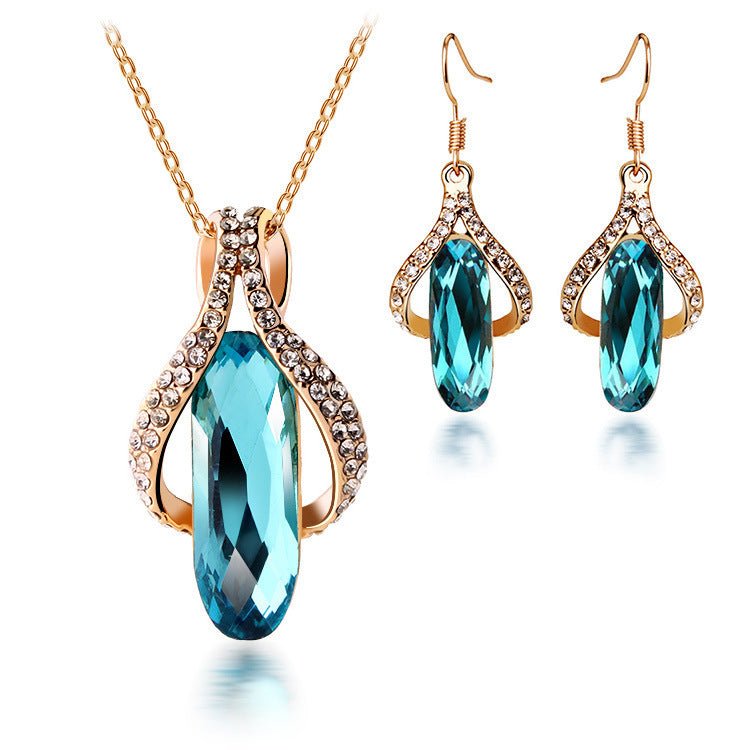 Gold-plated diamond earrings pendant set-Jewearrings