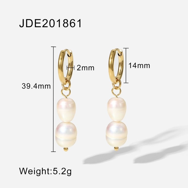 Gold Plated Hoop Pearl Earrings-Jewearrings