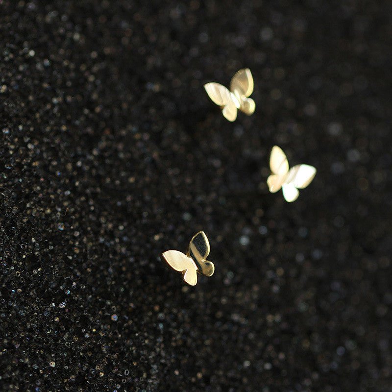 Gold Plated Light Board Mini Shiny Butterfly Studs Earrings-Jewearrings