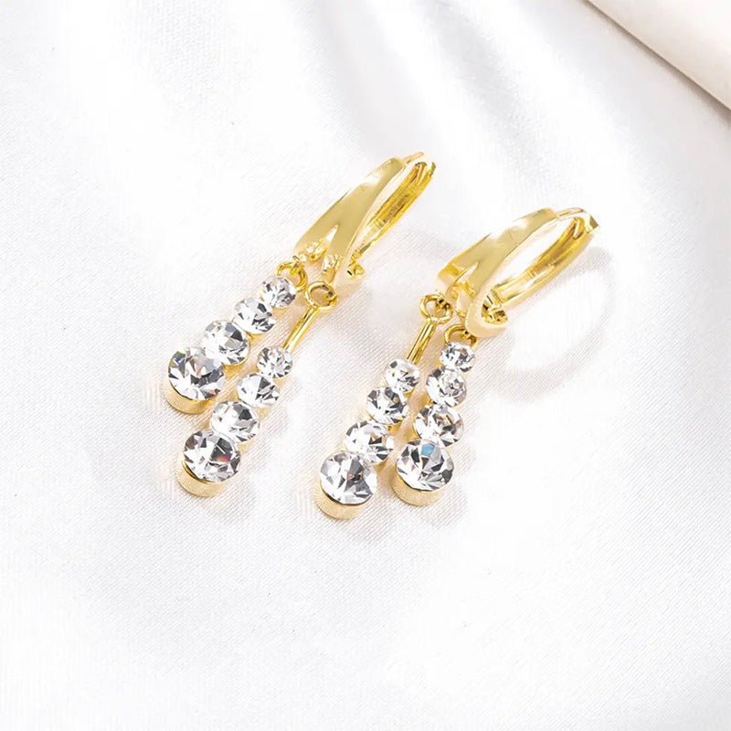 Gold Plated Round Diamond Fringed Metal Earrings-Jewearrings