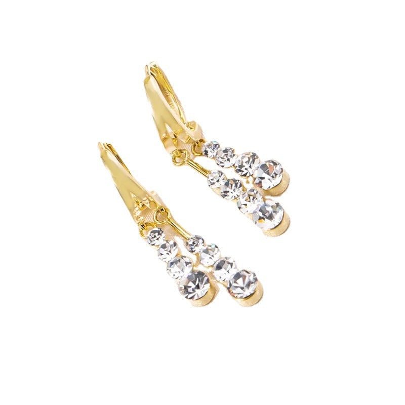 Gold Plated Round Diamond Fringed Metal Earrings-Jewearrings