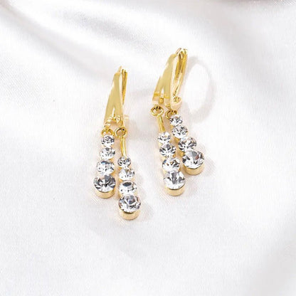 Gold Plated Round Diamond Fringed Metal Earrings-Jewearrings