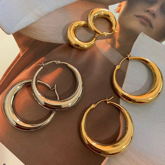 Gold-plated Silver Non-fading Hoop Earrings-Jewearrings