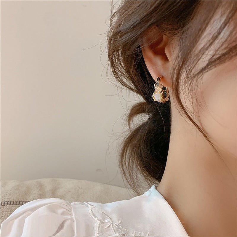 Gold Plated Silver Stud Flower Crystal Earrings-Jewearrings