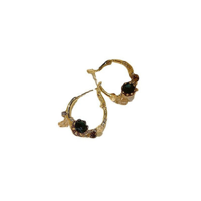 Gold Plated Silver Stud Flower Crystal Earrings-Jewearrings