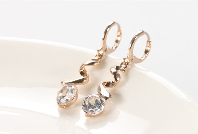 Gold-plated spiral earrings with stud earrings-Jewearrings