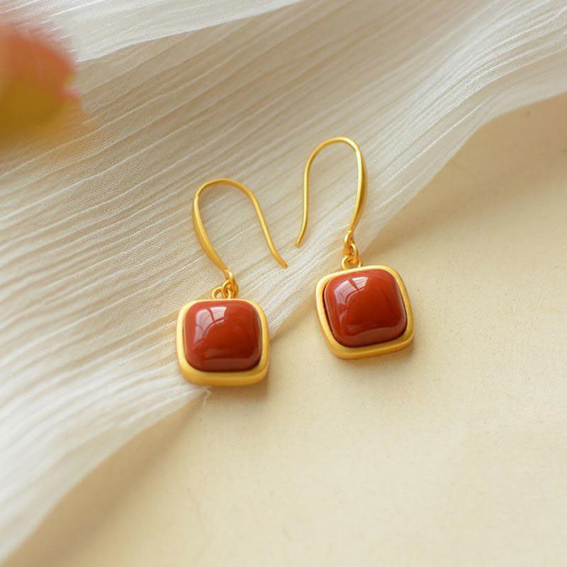 Gold Plated Sterling Silver Onyx Drop Earrings-Jewearrings