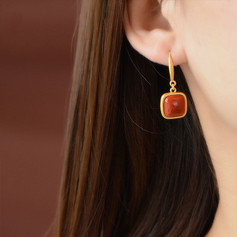 Gold Plated Sterling Silver Onyx Drop Earrings-Jewearrings