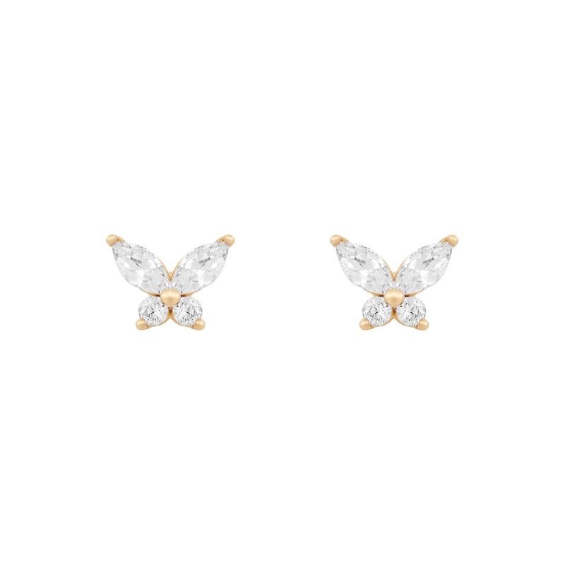 Gold Preservation Jewelry Zircon Small Butterfly Stud Earrings-Jewearrings