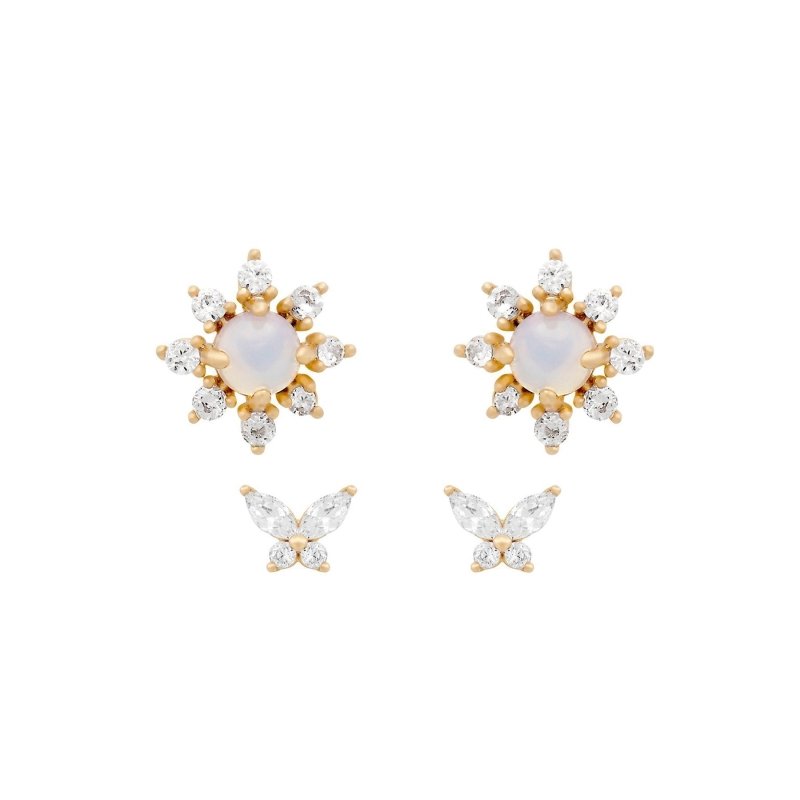 Gold Preservation Jewelry Zircon Small Butterfly Stud Earrings-Jewearrings