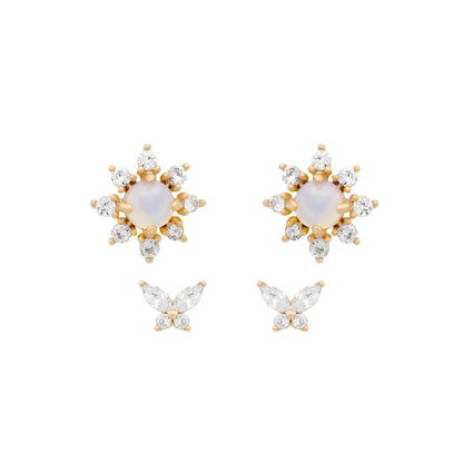 Gold Preservation Jewelry Zircon Small Butterfly Stud Earrings-Jewearrings