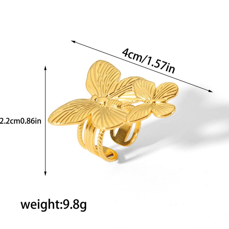 Gold Stainless Steel Butterfly Flower Stud Earrings-Jewearrings