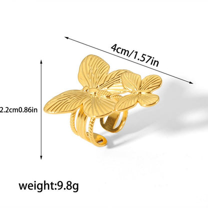 Gold Stainless Steel Butterfly Flower Stud Earrings-Jewearrings