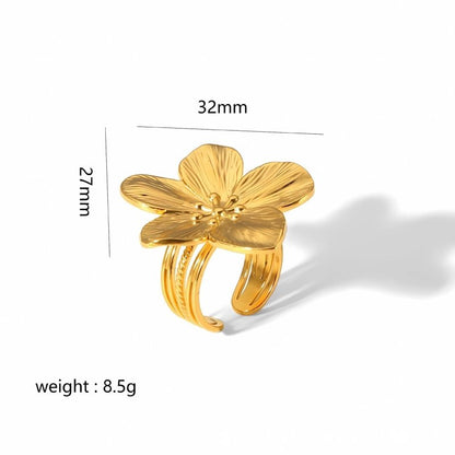 Gold Stainless Steel Butterfly Flower Stud Earrings-Jewearrings