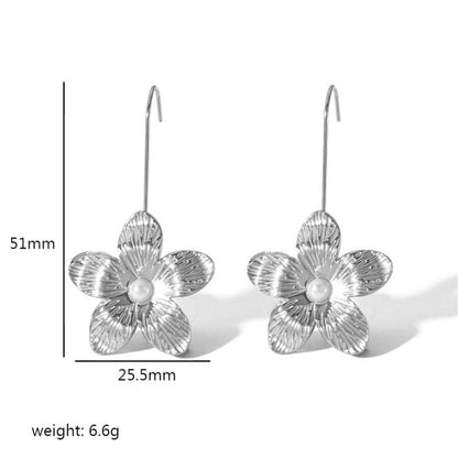 Gold Stainless Steel Butterfly Flower Stud Earrings-Jewearrings