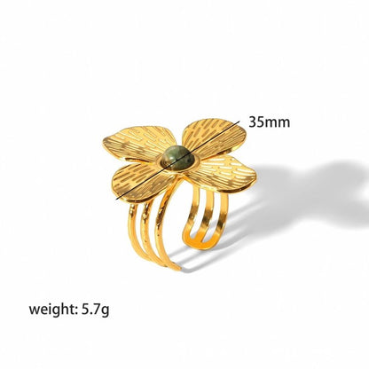 Gold Stainless Steel Butterfly Flower Stud Earrings-Jewearrings