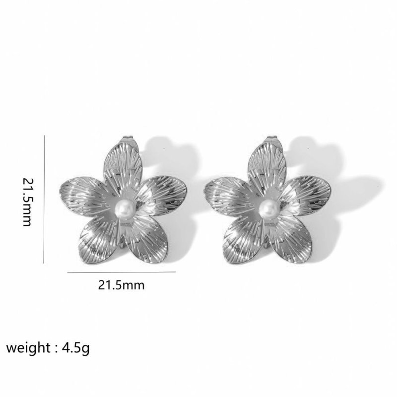 Gold Stainless Steel Butterfly Flower Stud Earrings-Jewearrings