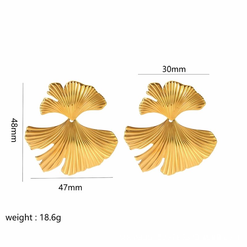 Gold Stainless Steel Butterfly Flower Stud Earrings-Jewearrings