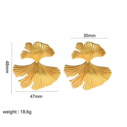 Gold Stainless Steel Butterfly Flower Stud Earrings-Jewearrings