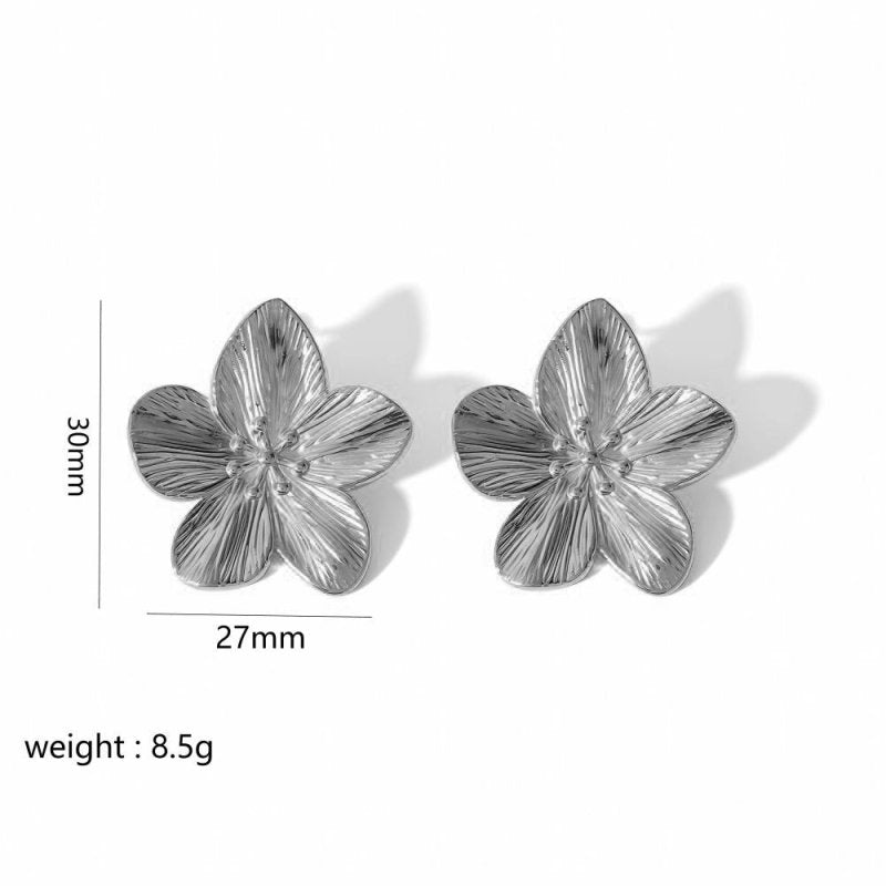 Gold Stainless Steel Butterfly Flower Stud Earrings-Jewearrings