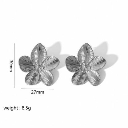 Gold Stainless Steel Butterfly Flower Stud Earrings-Jewearrings