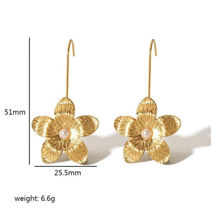 Gold Stainless Steel Butterfly Flower Stud Earrings-Jewearrings