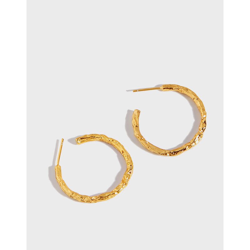 Gold Tin Foil S925 Sterling Silver Stud Earrings-Jewearrings