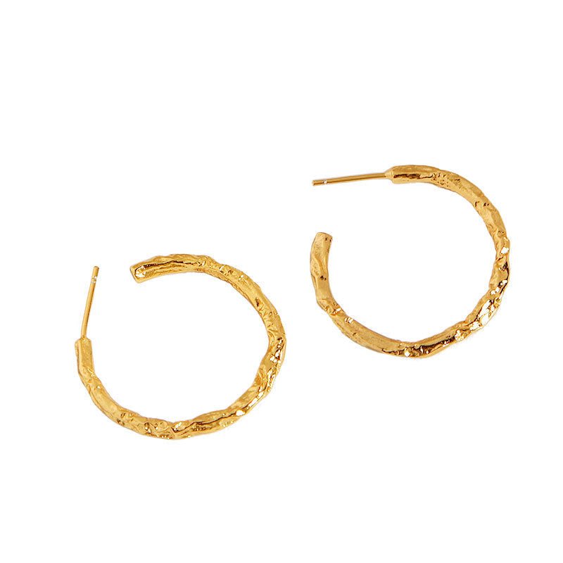 Gold Tin Foil S925 Sterling Silver Stud Earrings-Jewearrings