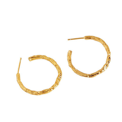 Gold Tin Foil S925 Sterling Silver Stud Earrings-Jewearrings