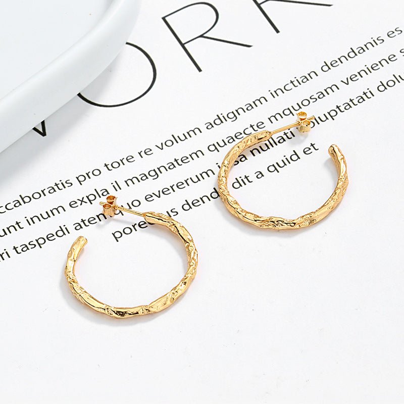 Gold Tin Foil S925 Sterling Silver Stud Earrings-Jewearrings