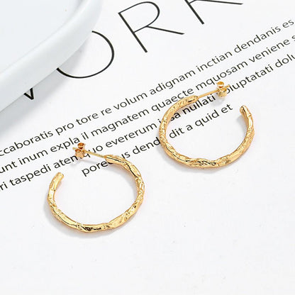 Gold Tin Foil S925 Sterling Silver Stud Earrings-Jewearrings