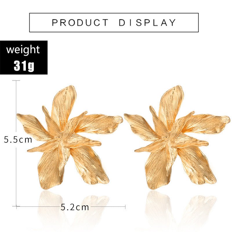 Golden Big Flower Dangle Earrings Female-Jewearrings