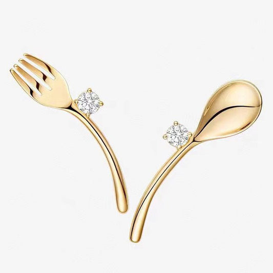 Golden cutlery and diamond earrings-Jewearrings