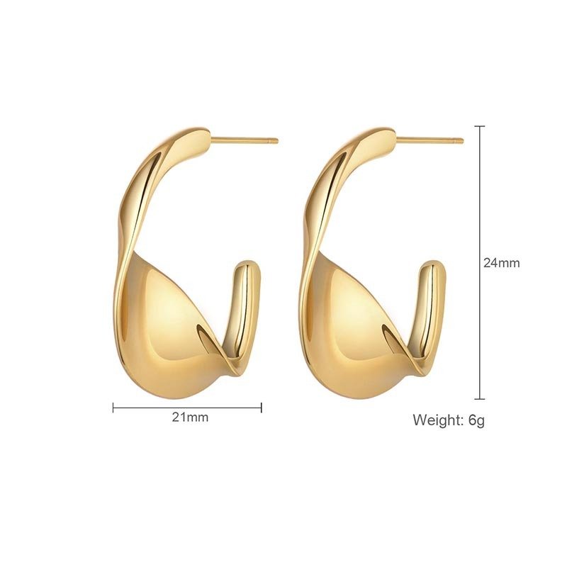 Golden Earrings Hoop Temperament Twist-Jewearrings