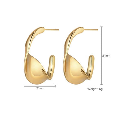 Golden Earrings Hoop Temperament Twist-Jewearrings