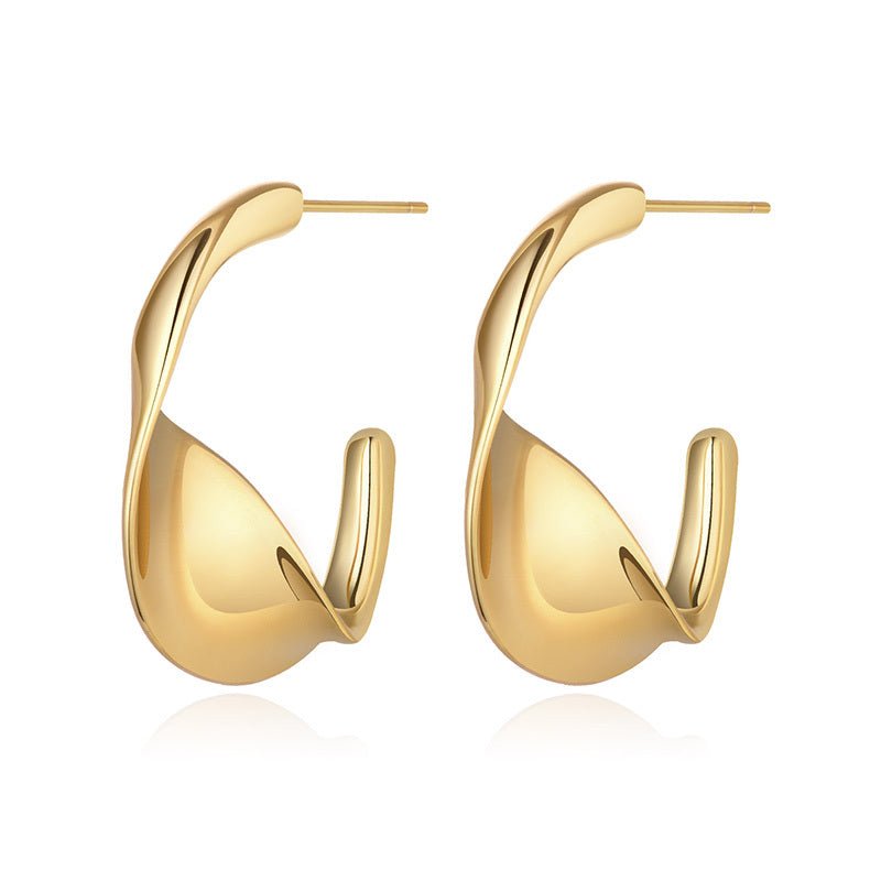 Golden Earrings Hoop Temperament Twist-Jewearrings