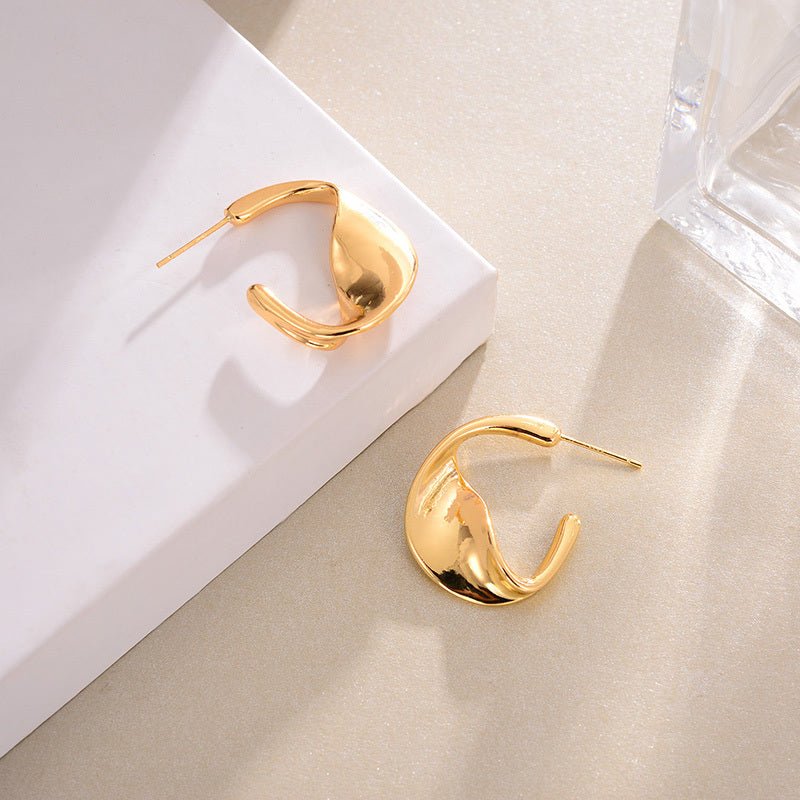 Golden Earrings Hoop Temperament Twist-Jewearrings