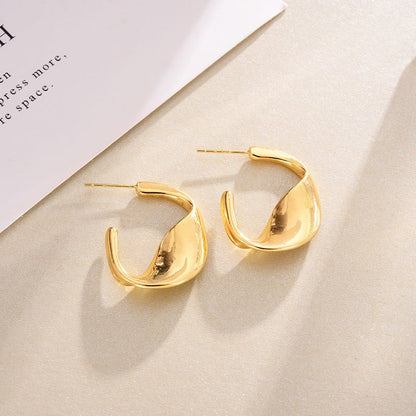 Golden Earrings Hoop Temperament Twist-Jewearrings