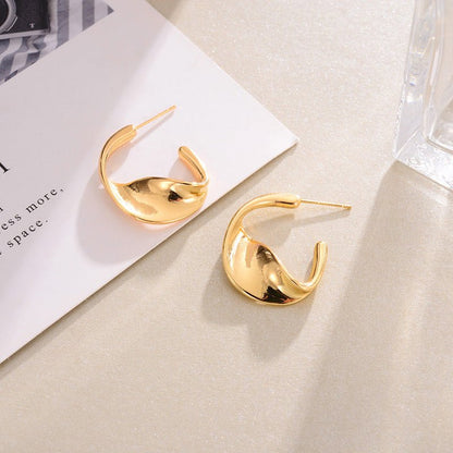 Golden Earrings Hoop Temperament Twist-Jewearrings