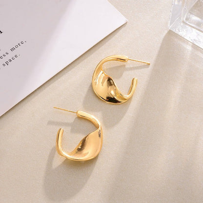 Golden Earrings Hoop Temperament Twist-Jewearrings