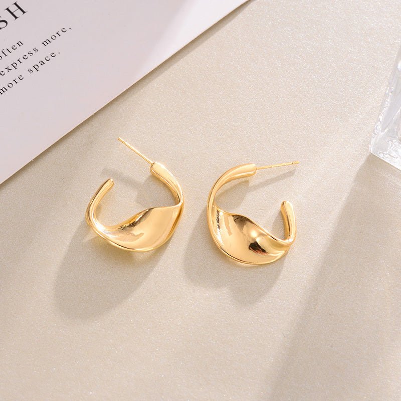 Golden Earrings Hoop Temperament Twist-Jewearrings