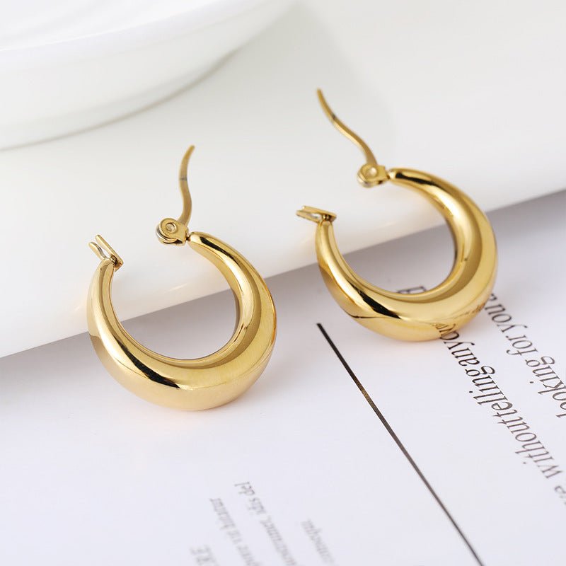 Golden Geometric Round Big Earrings-Jewearrings