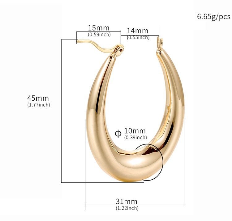 Golden geometric round big earrings-Jewearrings