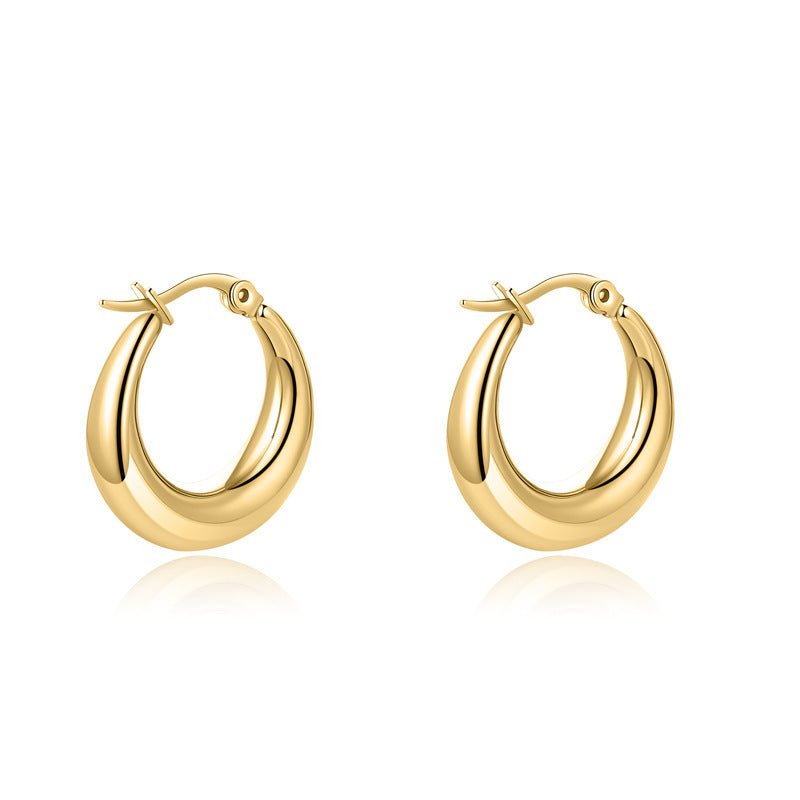 Golden Geometric Round Big Earrings-Jewearrings