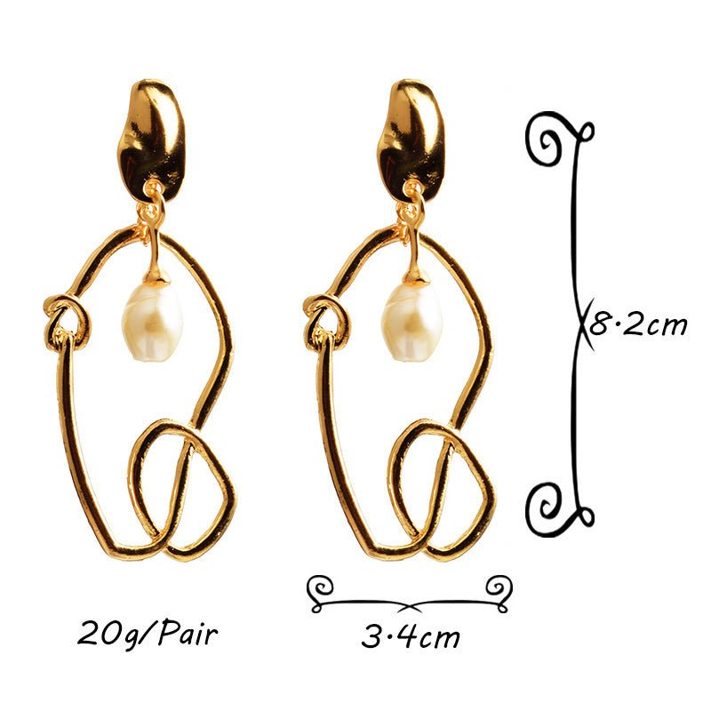 Golden Metal Irregular Earrings Pearl-Jewearrings