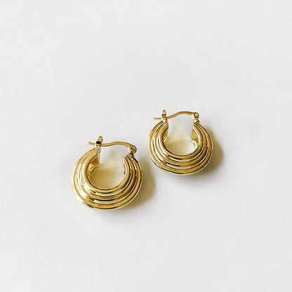 Golden round diamond earrings-Jewearrings