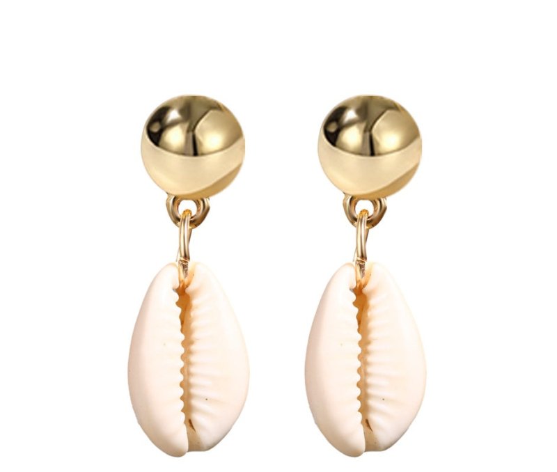 Golden shell earrings-Jewearrings