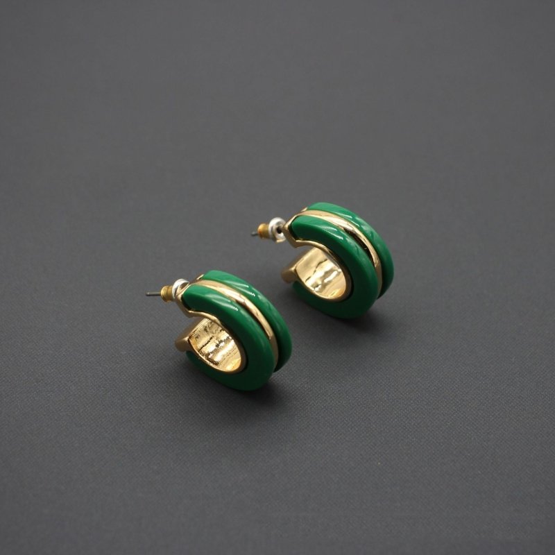 Green Acrylic Metal Inlaid Earrings-Jewearrings