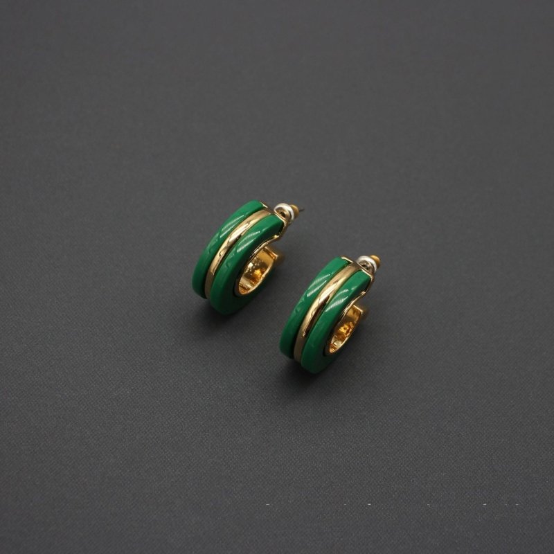 Green Acrylic Metal Inlaid Earrings-Jewearrings