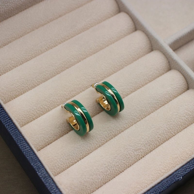 Green Acrylic Metal Inlaid Earrings-Jewearrings